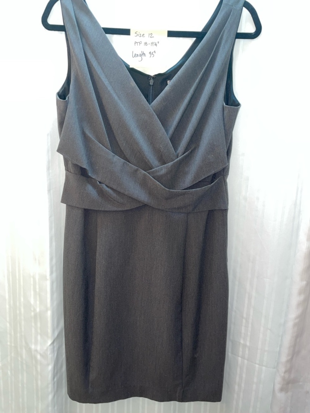 EXPRESS Sleeveless V-Neck Draped Waist Sheath Dress - Gray. SIZE 12